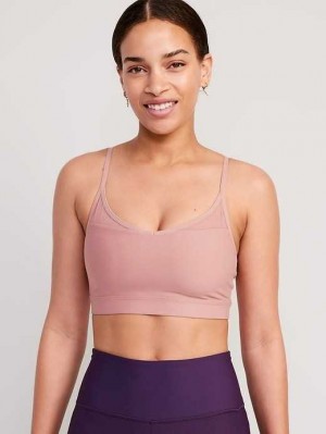 Old Navy Light Support PowerSoft Mesh-Back Sports Bra Woodrose | XYV280754