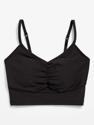 Old Navy Light Support PowerSoft Ruched Sports Bra Black | NPV728619