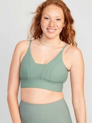 Old Navy Light Support PowerSoft Textured-Rib Sports Bra Rainy Season | LXW193042