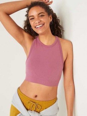 Old Navy Light Support Seamless Rib-Knit Longline Sports Bra Pink | QLF052619