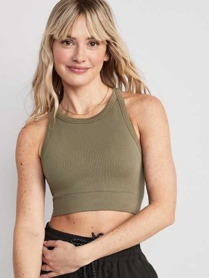 Old Navy Light Support Seamless Rib-Knit Longline Sports Bra Grey | MEI567198