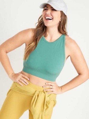 Old Navy Light Support Seamless Rib-Knit Longline Sports Bra Dark Green | ADN091753