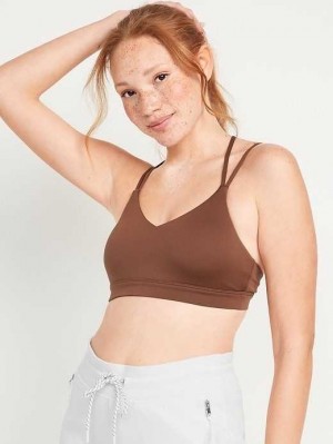 Old Navy Light Support Strappy V-Neck Sports Bra Date Palm | COP702913