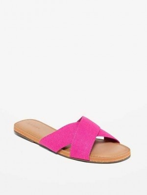 Old Navy Linen-Style Cross-Strap Sandals Dragon Fruit | FZH124870