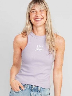 Old Navy Logo Graphic Rib-Knit Cropped Tank Top Lavender | JND670813