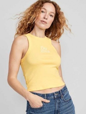 Old Navy Logo Graphic Rib-Knit Cropped Tank Top Yellow | CMF758146