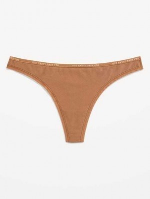 Old Navy Logo Graphic Thong Underwear Beige | REN153470