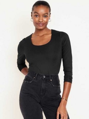 Old Navy Long-Sleeve Scoop-Neck Bodysuit Black | GOM978612