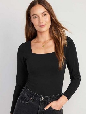 Old Navy Long-Sleeve Square-Neck Bodysuit Black | TLW381509