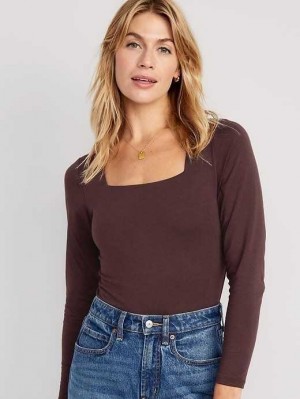 Old Navy Long-Sleeve Square-Neck Bodysuit Raisin Arizona | AVI295410