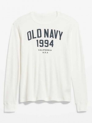 Old Navy Long-Sleeve Thermal-Knit Logo T-Shirt Light Blue | QKF926734