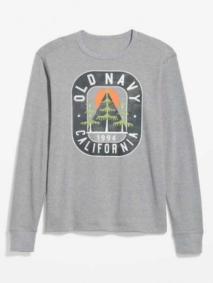 Old Navy Long-Sleeve Thermal-Knit Logo T-Shirt Grey | OKM689312