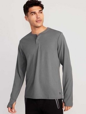 Old Navy Long-Sleeve Thermal-Knit Performance Henley Grey | UJE837402