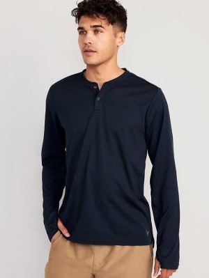 Old Navy Long-Sleeve Thermal-Knit Performance Henley Navy | GKO459271