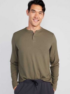 Old Navy Long-Sleeve Thermal-Knit Performance Henley Grey | EAI478590