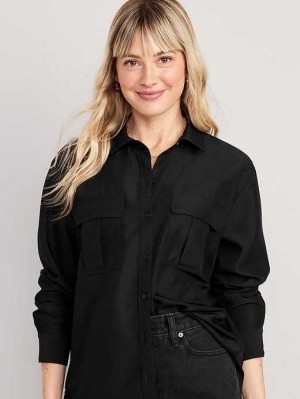 Old Navy Long-Sleeve Utility Shirt Black | WUA057691