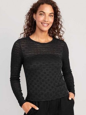 Old Navy Long Sleeve Lace Top Black | DPB096543