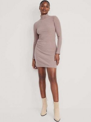 Old Navy Long Sleeve Mock Neck Mini Dress Light Brown | GTH640517