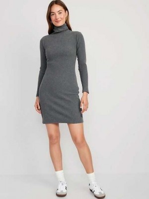 Old Navy Long Sleeve Mock Neck Mini Dress Dark Grey | XCH589431