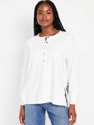 Old Navy Long Sleeve Oversized Boyfriend Henley Light Blue | MEA654273