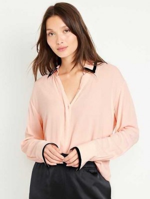 Old Navy Loose Crepe Shirt Pink / Black | SNT378256