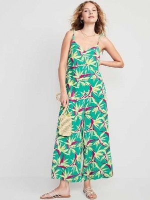 Old Navy Loose Cropped Tie-Shoulder V-Neck Cami Jumpsuit Tropic Days | CXY687105