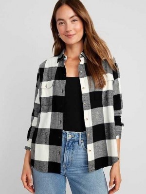 Old Navy Loose Flannel Shirt Black | XQF634108