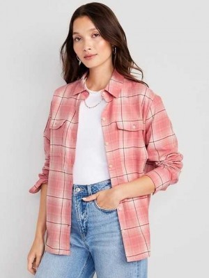 Old Navy Loose Flannel Shirt Coral | IUG427365