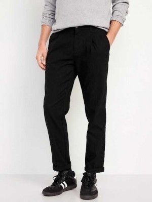 Old Navy Loose Taper Built-In Flex Pleated Chino Pants Blackjack | HYJ094572