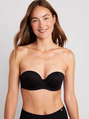 Old Navy Low-Coverage Convertible Strapless Underwire Bra Black | XFI782436