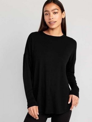 Old Navy Luxe Long-Sleeve Tunic T-Shirt Black | YQV139257