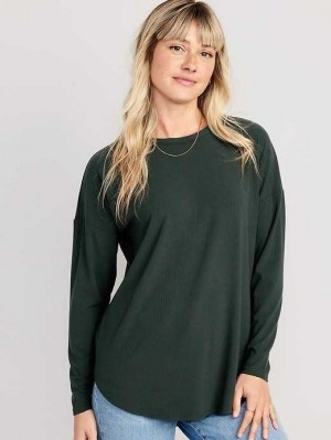 Old Navy Luxe Rib-Knit Tunic T-Shirt Dark Bottle | XEY651794