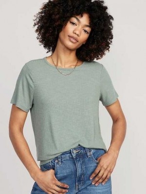 Old Navy Luxe Ribbed Slub-Knit T-Shirt Dried Herb | GYR471256