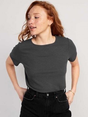 Old Navy Luxe Ribbed Slub-Knit T-Shirt Panther | YKS412837