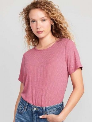 Old Navy Luxe Ribbed Slub-Knit T-Shirt Rose Gold | BVF290754