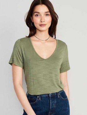 Old Navy Luxe V-Neck Slub-Knit T-Shirt Bare Ground | BGQ185409