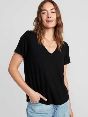 Old Navy Luxe V-Neck T-Shirt Black | JYB543920