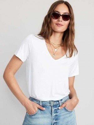 Old Navy Luxe V-Neck T-Shirt White | ZIV703698