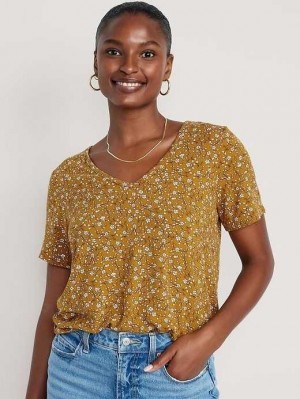 Old Navy Luxe V-Neck T-Shirt Yellow | UPV265943