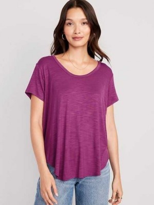 Old Navy Luxe Voop-Neck Slub-Knit Tunic T-Shirt Purple | QIO569718