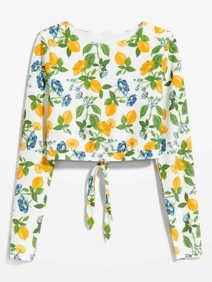 Old Navy Matching Cutout Rashguard Swim Top Lemons | YPN862130