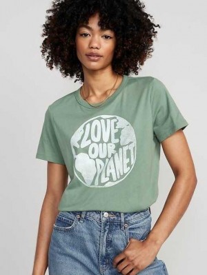 Old Navy Matching EveryWear Graphic T-Shirt Green | QBG062153