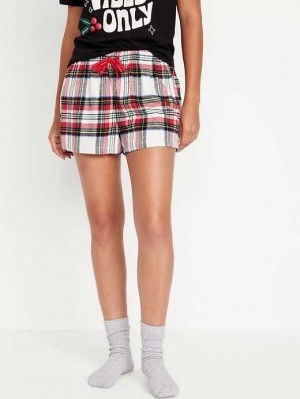 Old Navy Matching Flannel Pajama Shorts White | ZGD531928