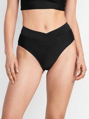 Old Navy Matching High-Waisted Cross-Front Bikini Swim Bottoms Black | EJS069287