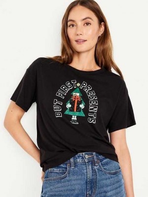 Old Navy Matching Holiday-Graphic T-Shirt Black | EYS854263