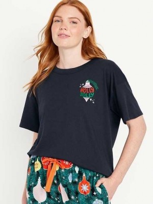 Old Navy Matching Holiday-Graphic T-Shirt Navy Blue | AMO462931