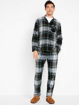 Old Navy Matching Plaid Flannel Pajama Set Green | OZV723458