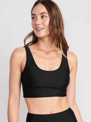 Old Navy Matching Scoop-Neck Longline Bikini Swim Top Black | BLR296754