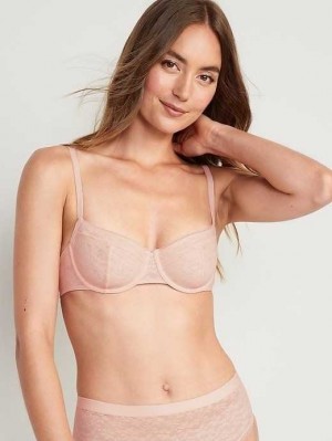 Old Navy Mesh Underwire Balconette Bra Pink | RVD184762