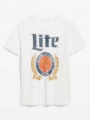 Old Navy Miller Lite Gender-Neutral T-Shirt White | WXG325607